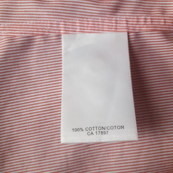 Banana Republic SZ L Slim Fit 100% Cotton Orange Striped Men's Button Up Shirt - Picture 6 of 15